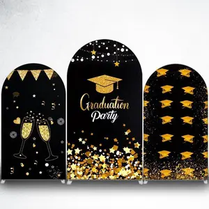 15-day Delivery Black Gold Graduation Party Arch Backdrop Cover for Graduation Events