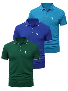 Men's Horse Print Polo Shirt, Regular Fit Casual Short Sleeve Collared Top for Summer, Men's Clothes for Daily Wear, Tropical, Golf Tournament Polo