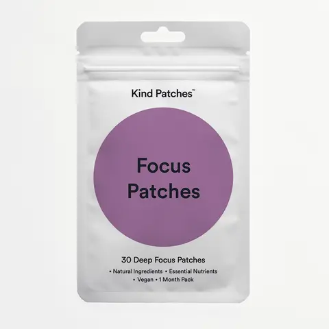 Kind Patches｜ Focus Patches ｜30 Deep Focus Patches:Natural Ingredients & Essential Nutrients - Vegan, 1 Month Pack