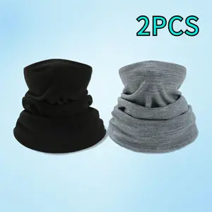 Winter Fleece Neck Warmer, Windproof Neck Gaiter Cold Weather Scarf Face Covering, Ski Gaiter for Men Women Hiking Ski 2/4PCS Ear Snood Cape Shawl Set