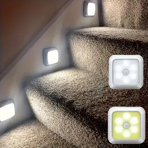 Motion Sensor LED Light, 1 Count Battery Operated Cordless LED Step Night Light, Stairway Light, Hallway Light, Closet Light, Kitchen Light(without Battery)