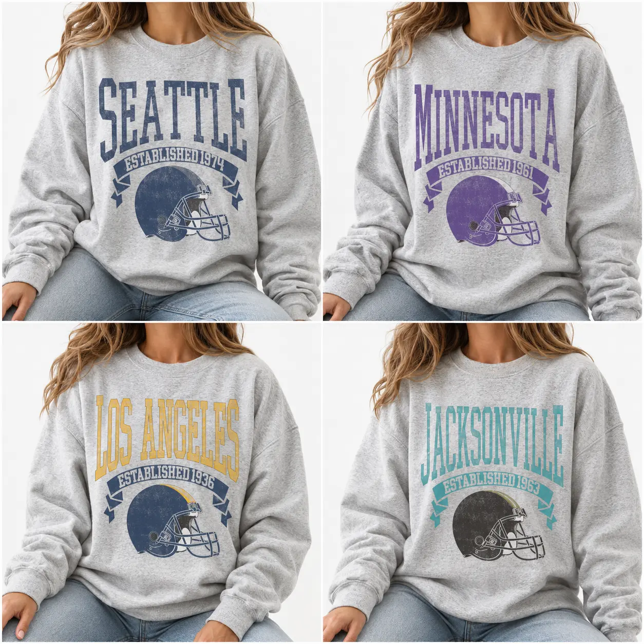 Retro Vintage Football Print Sweatshirt - Unisex Classic Fit 100% Cotton Menswear Graphic Tees