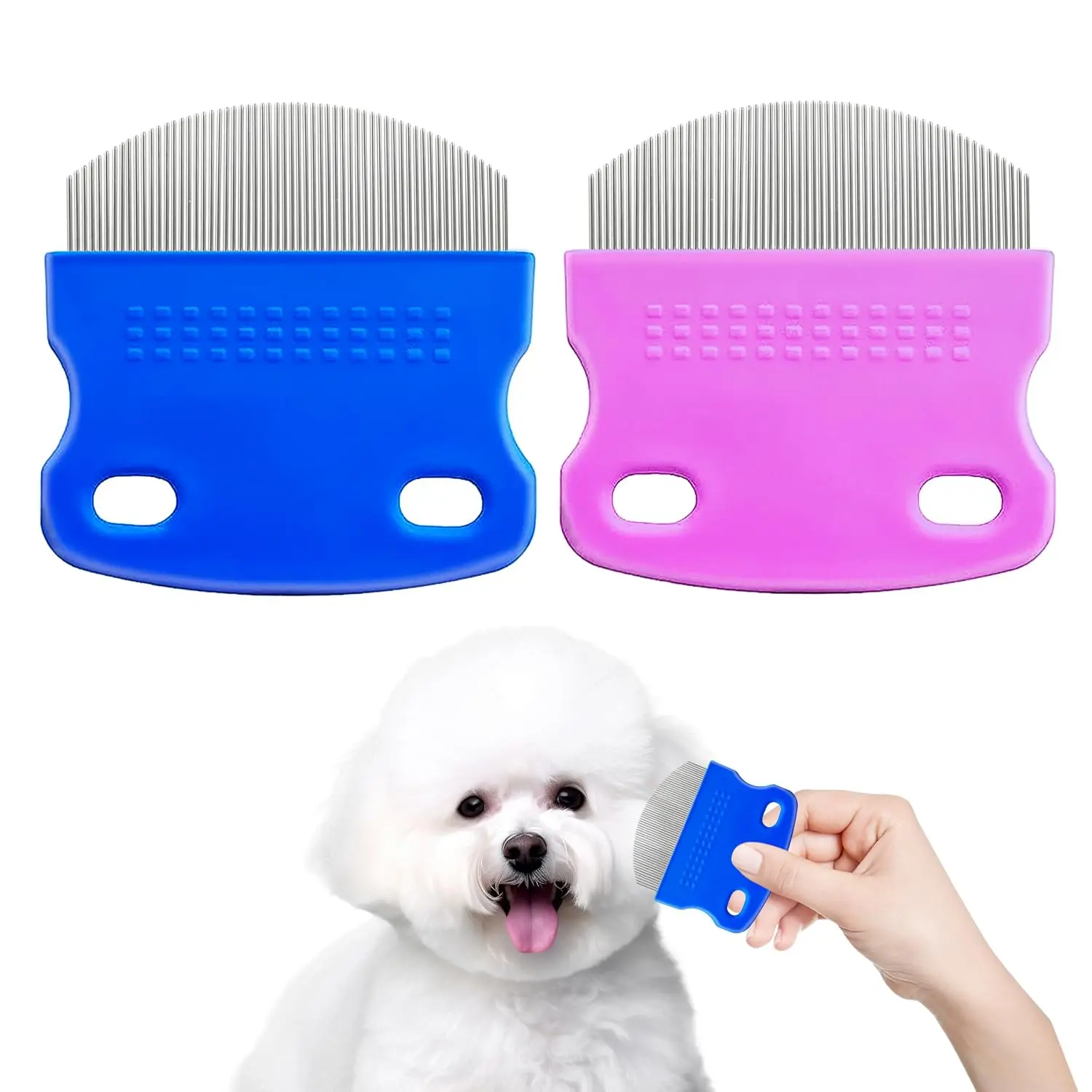 2-Pack Professional Pet Eye Combs - Stainless Steel Grooming Tools for Cats & Dogs, Gentle Round Head Design to Clean Eyes, Remove Dirt, Debris, Tear Stains, Fleas & Lice