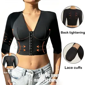 1/2-Pack Women Compression Sleeves Upper Arm Shaper Front Closure Bra Arm Lace Sleeve Compression Faja Shapewear Tank Top