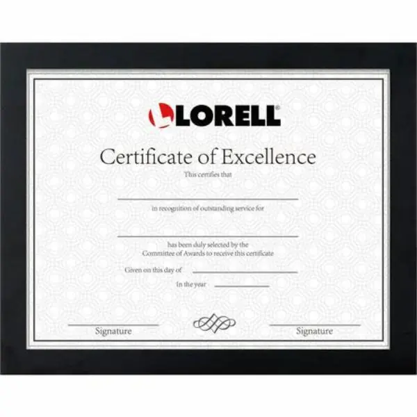 Lorell LLR49418 Plain Rectangular Glass Framed Photograph & Document Frame, 8.5x11 in, Black Home Decor Accessory, Framed Photograph Document Frames, Plain Document Frames