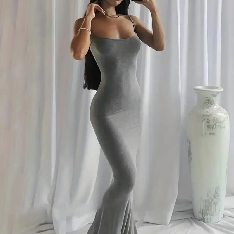 Women's Plain Scoop Neck Cami Mermaid Dress, Sleeveless Maxi Dress for Party Dating Wear, Ladies Clothes for All Seasons, Summer Outfits 2026