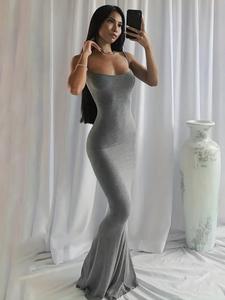 women's summer plain scoop neck cami mermaid bodycon dress, chic elegance spaghetti strap maxi dress for party dating wear, elegant dresses for women, womens clothing, ladies clothes womenswear, date night dresses