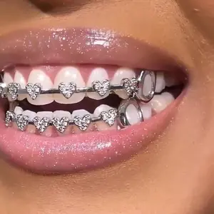 Hollowed-Out Grillz with Copper Insert and Synthetic Zirconia — Hip Hop Style Jewelry for Ladies, Perfect as a Cool Pop/Party Gift