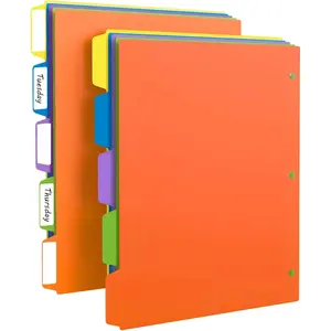 Binder Dividers with Tabs, 5 Tab Sturdy Plastic Dividers for 3 Ring Binder, Colorful Dividers for 3 Ring Binder Page Protectors, 3 Ring Binder Dividers with Tabs for School Office, 2 Set (10 Pcs)