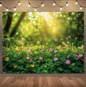 Garden Tapestry 1 Piece Morning Sunlight Vibrant  Wall Hanging with Lush Greenery and Colorful Flowers Perfect for Spring Decor Photography Backdrops and Home Decoration collection print polyester bedroom chic design mural