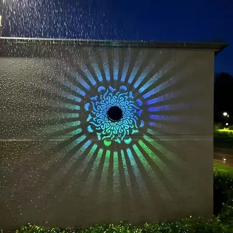 Outdoor Solar Lights - Solar Powered Wall Lamp Kit with Hollow Floral Cutout, Metal Casing, Waterproof Sturdy Structure, Compact Lightweight Decor for Backyard Parties + Fence/Patio/Porch Installation Hardware