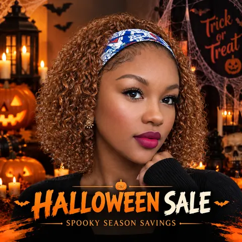 Ronashow Female Curly Human Hair Headband Bob Wig - 8-18 In Unprocessed Wigs Human Hair, Glue-less Ease Adjustable Full Machine-Made No-Lace, Natural Color, All Skin Tones