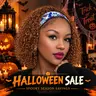 Ronashow Female Curly Human Hair Headband Bob Wig - 8-18 In Unprocessed Wigs Human Hair, Glue-less Ease Adjustable Full Machine-Made No-Lace, Natural Color, All Skin Tones
