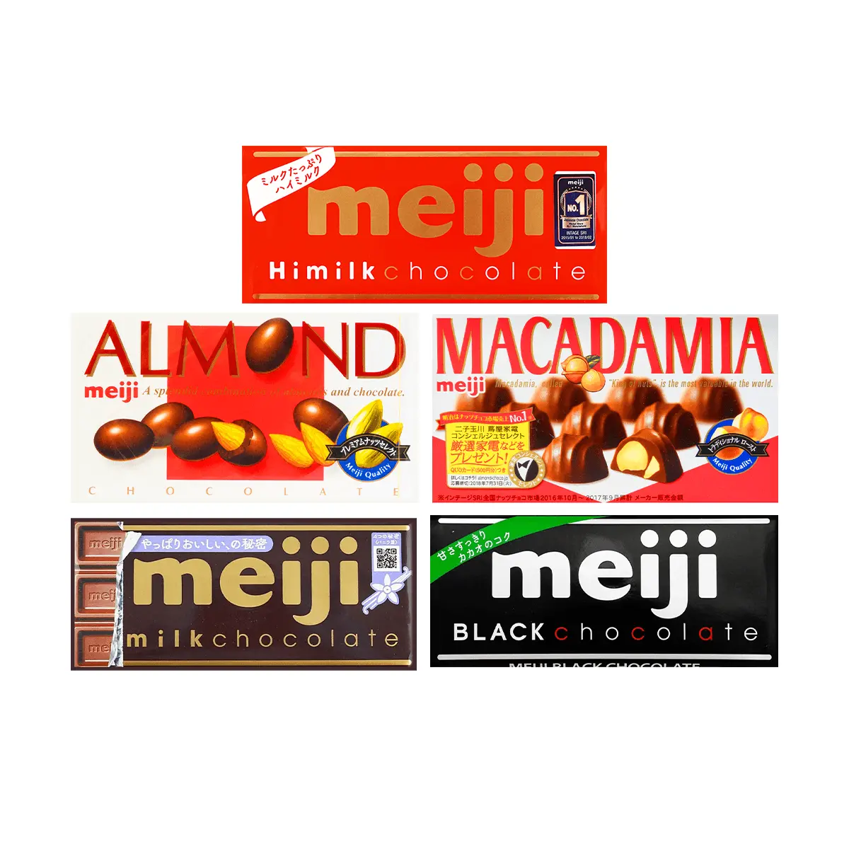 MEIJI Chocolate Assortment 5 Flavors: Macadamia Nut, Almond, Milk, Dark, Milk Dark - 292g Value Pack MEIJI Chocolate Assortment 5 Flavors: Macadamia Nut, Almond, Milk, Dark, Milk Dark - 292g Value Pack