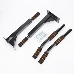 Heavy Duty Wall Mounted Pull Up Bar | 500KG Max Load, Multi-Function Training Station with Hanging Straps, Ideal for Pull-Ups, Dips, Weighted Exercises & Full-Body Stretching – Solid Black Professional Gym Equipment