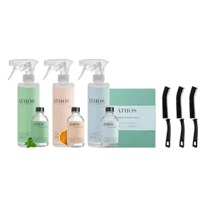 ÁTHOS Premium Starter Bundle | Makes 12 Bottles | 3 Concentrates + 3 Reusable Bottles + Towels + Brushes | Plant-Based & Non-Toxic | Eco-Friendly Cleaning Kit for Bathroom, Multi-Surface & Glass | Tough on Grime, Safe on Surfaces
