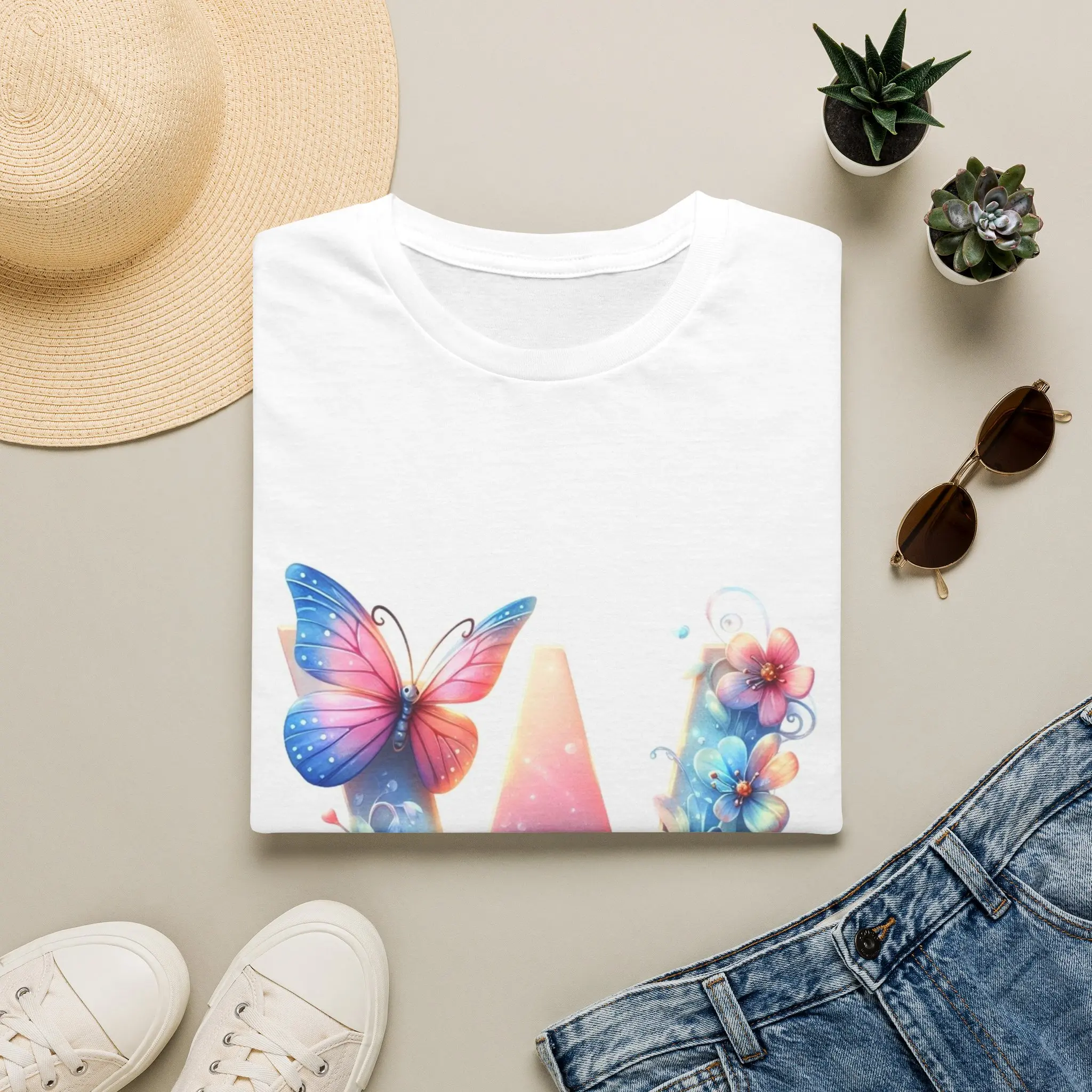 Floral Butterfly Letter W Monogram T-Shirt | Initial W Tee