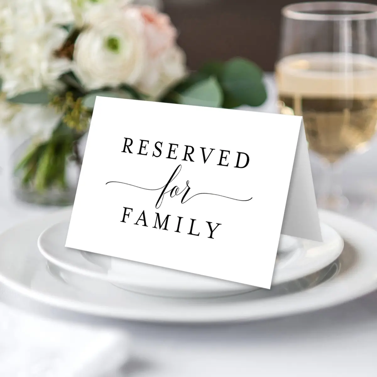 10pcs Simple Wedding Reserved Place Cards - Reserved for Family - Table Setting Cards for Wedding Reception Table Decorations, Reserved Table Signs for Weddings, Wedding Party Decoration Supplies, Card Design
