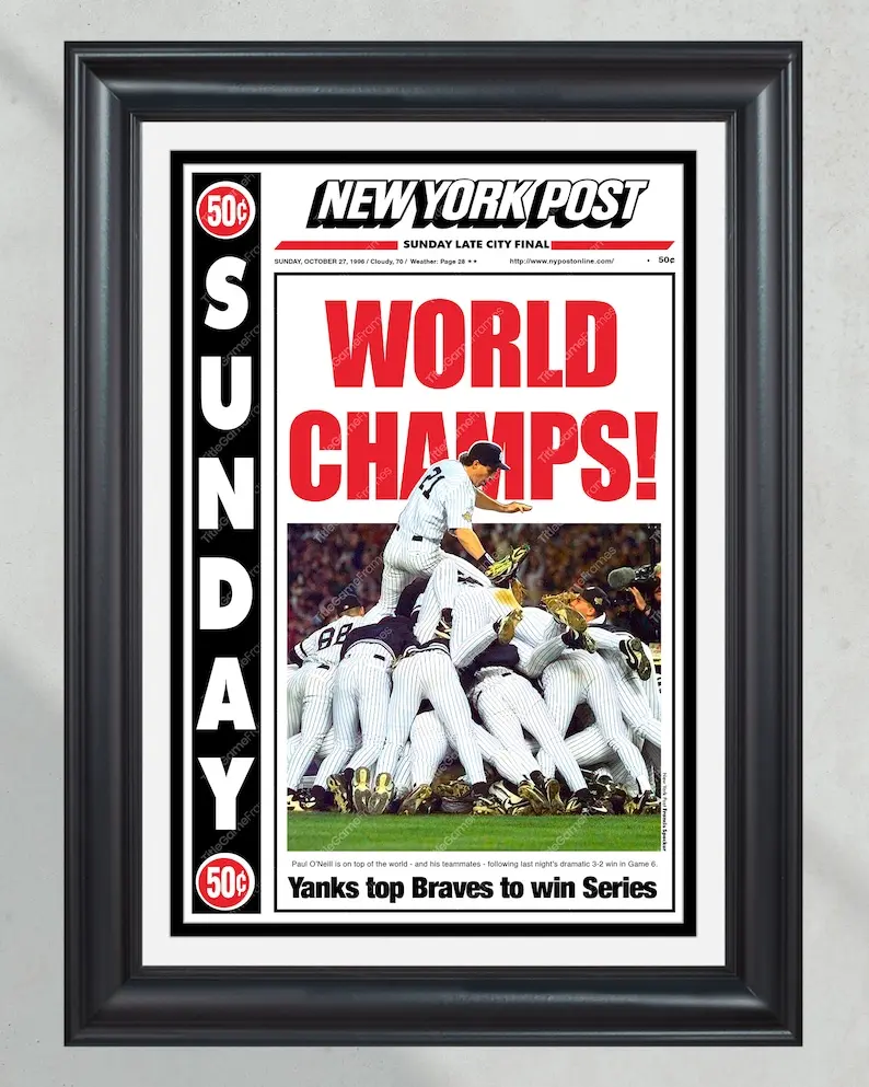 [Unframed] 1996 NY Yankees World Series 'WORLD CHAMPS'  Poster