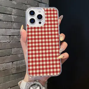 Magnetic Soft Case for iPhone11/12/13/14/15/16/17/promax, Classic Red Gingham Check MagSafe Compatible,Aesthetic Pattern Design Lightweight,AntiScratch,and Trendy