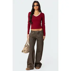 Edikted Women's Zahra Mud Wash Low Rise Jeans