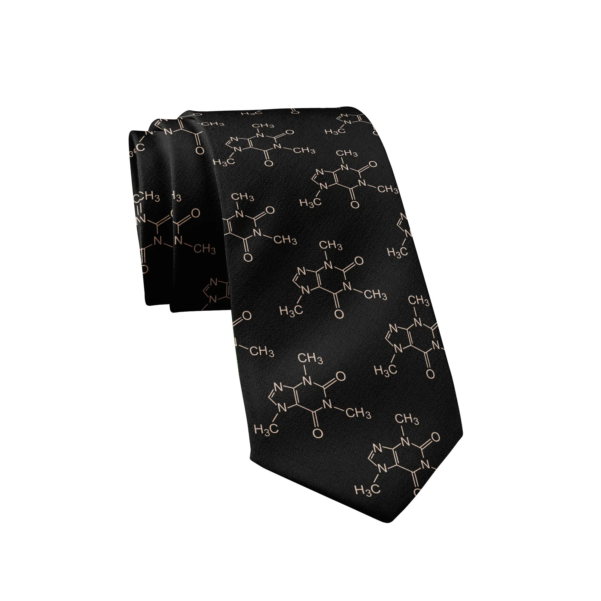 Caffeine Molecules Necktie Funny Neckties for Men Coffee Tie Novelty Ties for Guys Funny Ties