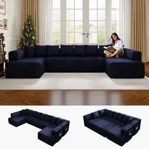 Modular Sectional Cloud Oversized Convertible Sofa Vacuum Compression for Living Room Box Packaging Modern Chenille Set recliner boneless couch bubble U-Shaped Pink Comfy furniture corduroy Down Blend Loveseat kingdom same time design bag bean seat deep
