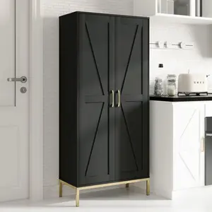 Kitchen Pantry Cabinet, Tall Storage Cabinets with 2 Doors and 3 Adjustable Shelves,Freestanding Cupboard for Dining Room,Living Room Furniture