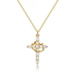 Rhinestone Decorated Cross Necklace forWomen & Men, Fashion Jewelry for Party,Daily Clothing Decor, Trendy All-match &Exquisite Jewelry for Birthday Gift