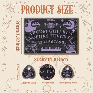 Handmade Wooden Ouija Board with Crystal Totem and Boho Design, Gothic Alphabet Pointer, Ideal for Tarot Reading and Halloween Decor