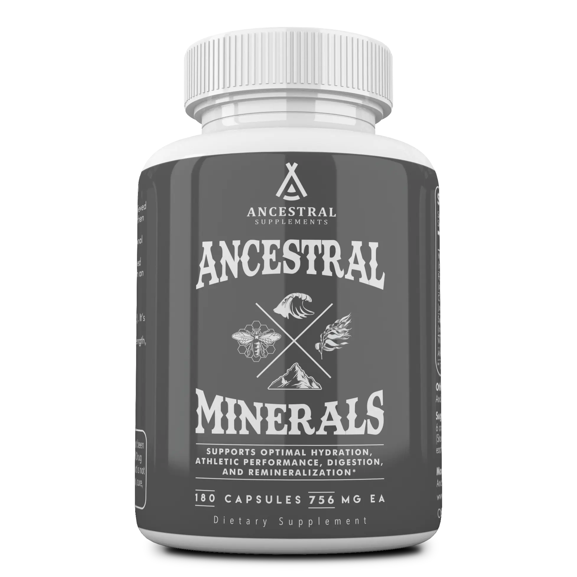 Ancestral Minerals Real Electrolytes with Magnesium Potassium Sodium 180 Capsules Supports Optimal Hydration Immune Health Athletic Performance Digestion and Remineralization Dietary Supplement - Fitness  Balanced Nutrition Essential Nutrients