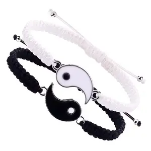 2pcs Best Friend Bracelets for 2, Adjustable Cord Thread, Yin Yang Matching Bracelet, Bff Friendship Gift, Suitable for Women