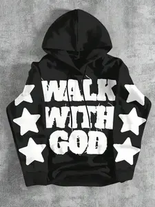 Stars Print Hoodie, Street Style Daily Wear, Modern Fabric Design, Faith Inspired Fashion, Unisex Casual Clothing