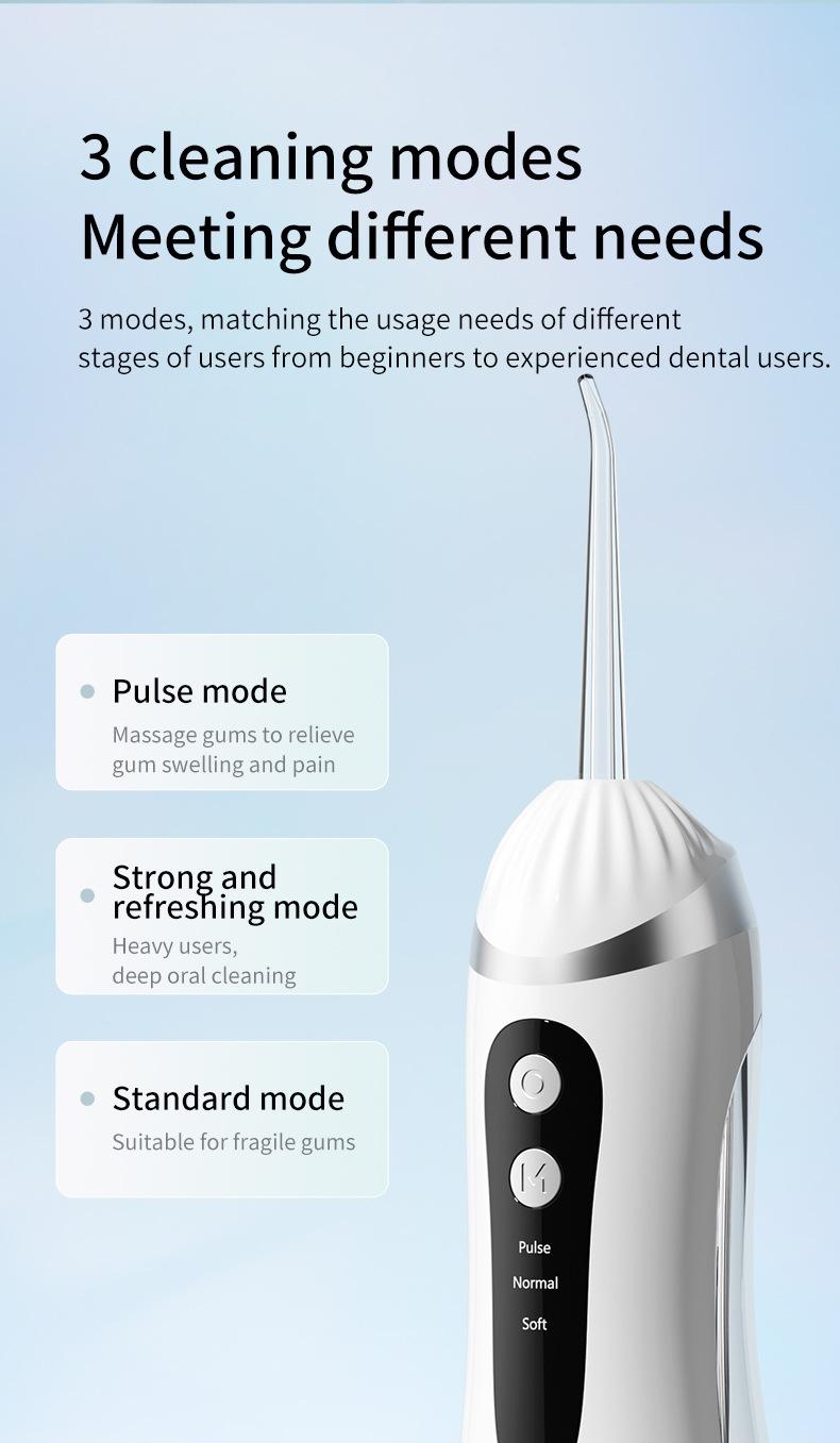 3 Seconds Gradually Strengthen Water Flosser  Rechargeable Cordless Oral Irrigator with 15+ Days Long Battery Life  360° Rotating Nozzle  IPX7 Waterproof Dental Cleaner with 3 Modes for Sensitive Gums