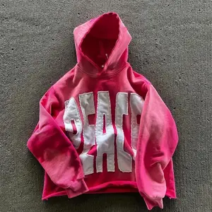 New Y2K fashion hoodie with letter patches, street hip-hop retro style, loose sweatshirt for couples, casual and versatile hoodie, Easter and Mother’s Day gift