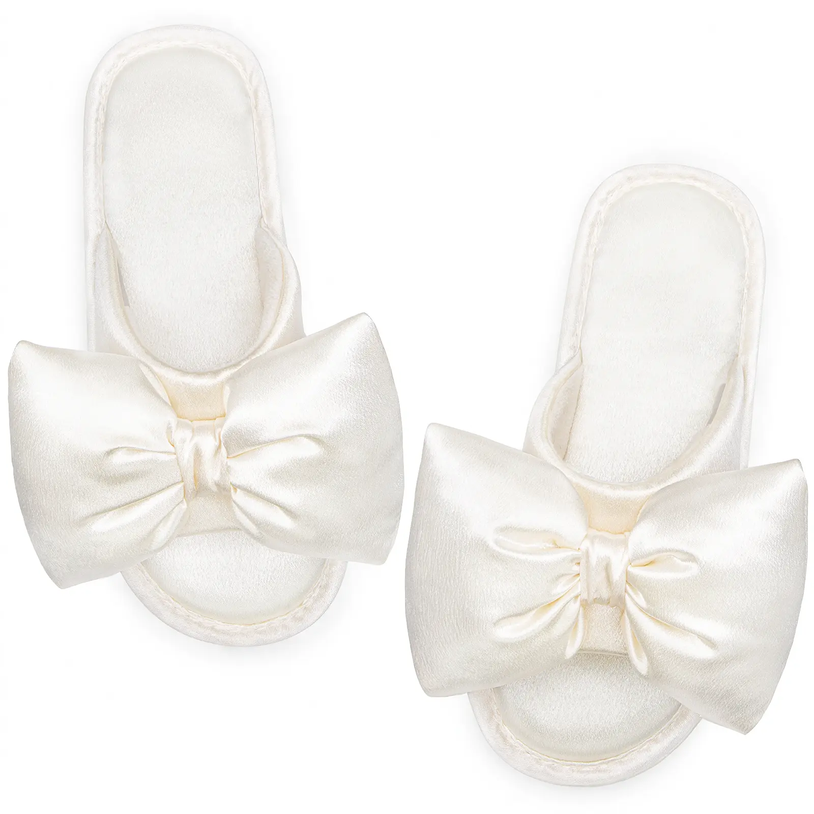 EverFoams Women's Satin Open-Toe Bow Slippers Memory Foam Indoor Bedroom House Shoes EverFoams Women's Satin Open-Toe Bow Slippers Memory Foam Indoor Bedroom House Shoes