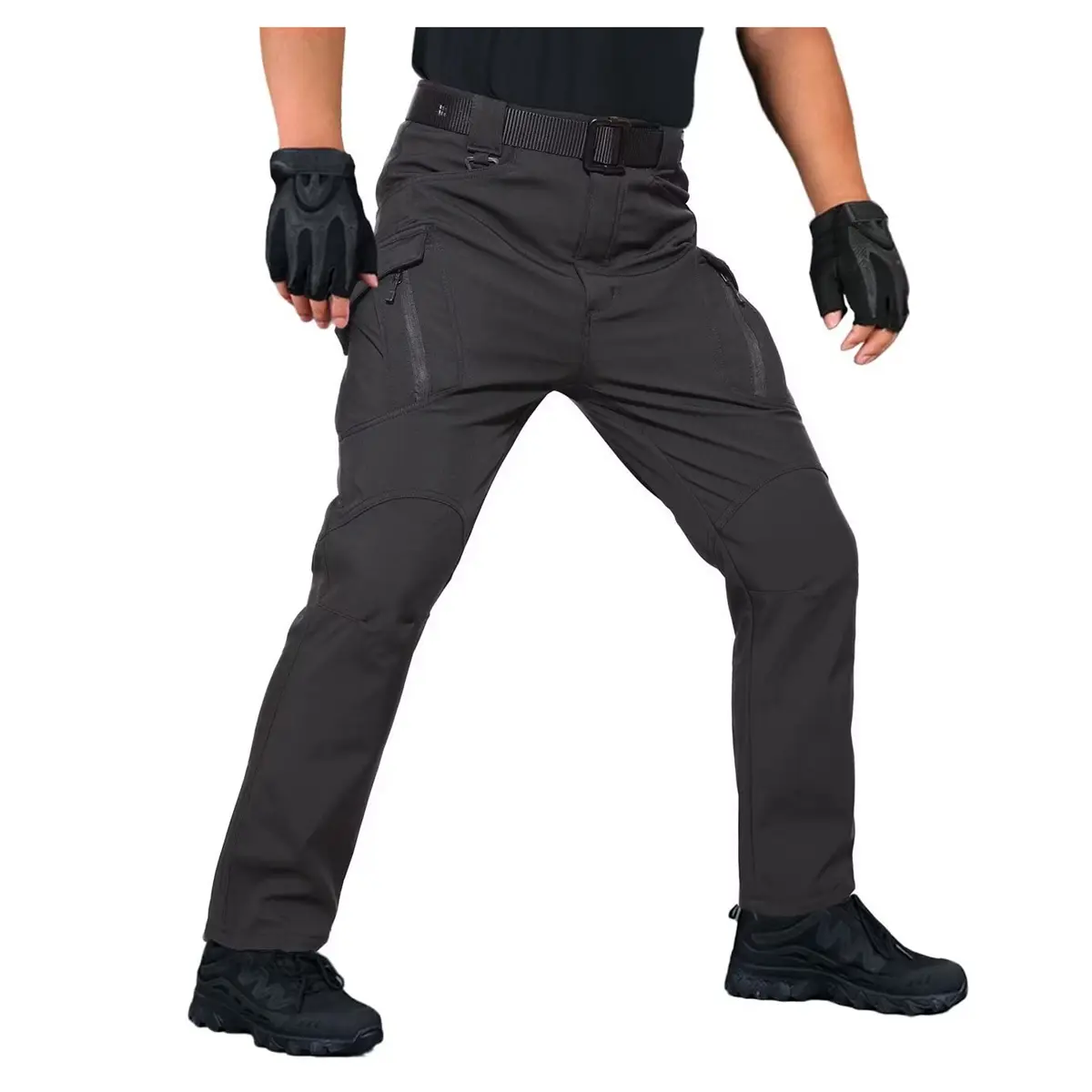 Men's Fleece Lined Tactical Cargo Pants, Winter Outdoor Apparel with Multiple Pockets for Hiking & Skiing, Cargo Style