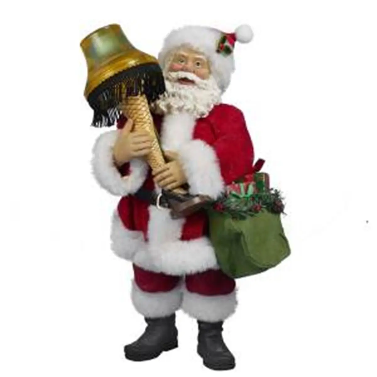 Kurt S. Adler CS5154 10 in. Fabriche Leg Lamp Santa Figure - Festive LED Light-Up Home Decor Collectible for Christmas