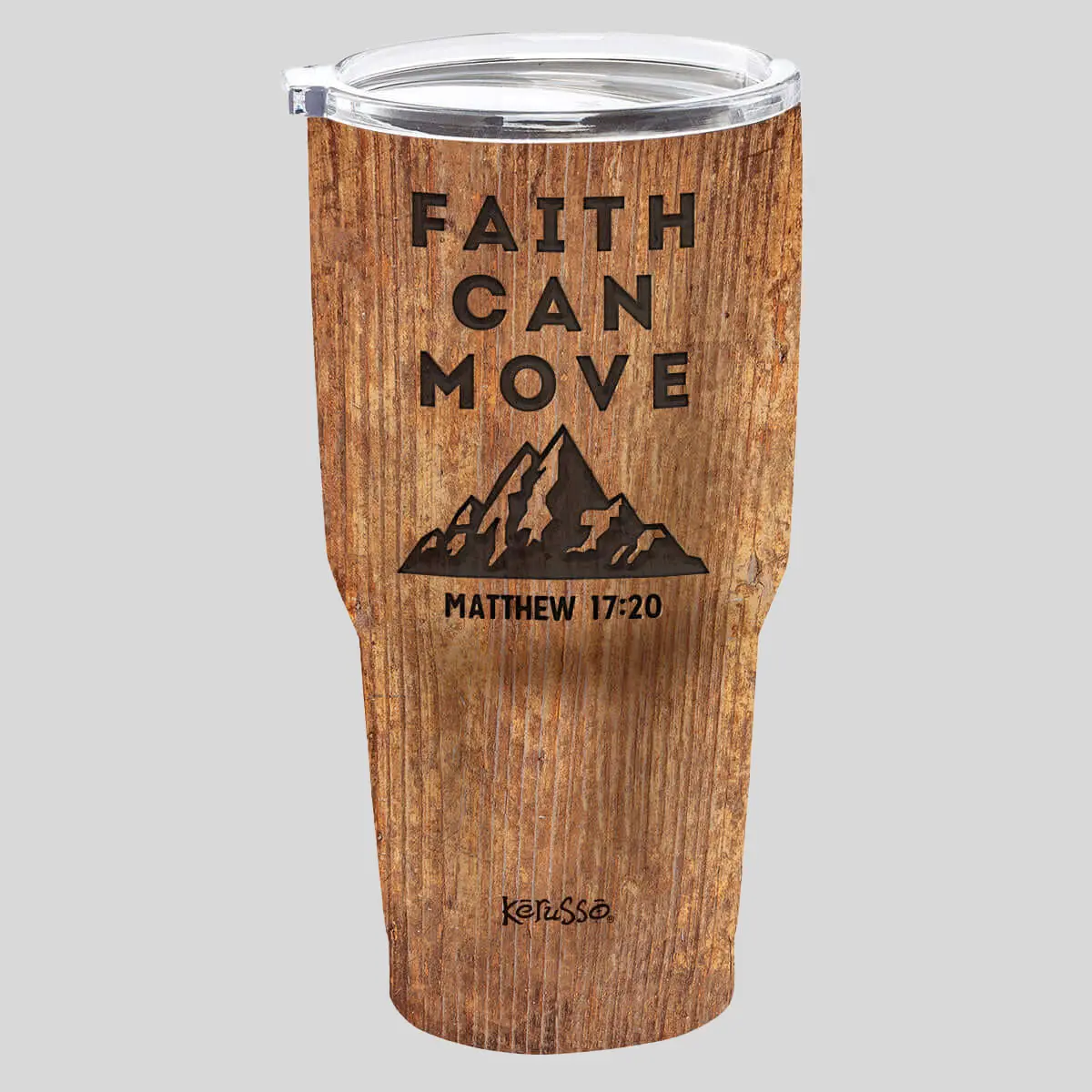 Kerusso 30 oz Stainless Steel Vacuum Flask Tumbler with Lid - Wood Look, Hot/Cold Faith-Inspired Kitchen Drinkware for Coffee, Ideal for Friend, Neighbor, Colleague, Family Member, Hand Wash Only