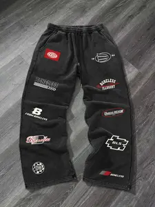 Men's Regular Fit Letter Print Graphic Sweatpants, Casual Comfy Jogger Pants for Spring & Fall, Fashion Men's Bottoms for Daily Wear, Athleisure Style Bottoms, Cotton