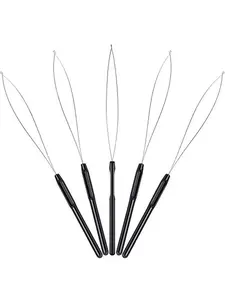 10 Pieces Hair Extension Loop Tool Kit with Beading Equipment, Ring Pull Through Tool for Hair or Feather Extensions, Hair Loop Tools