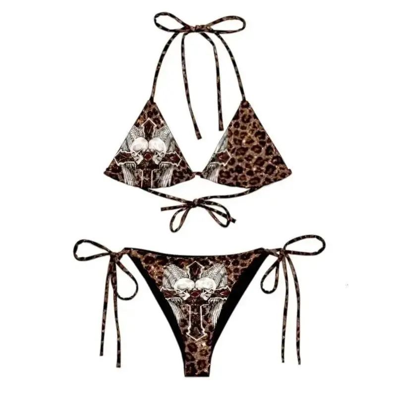 Y2K Inspired McBling Cheetah Gyaru Skulls Grunge Rave Bikini