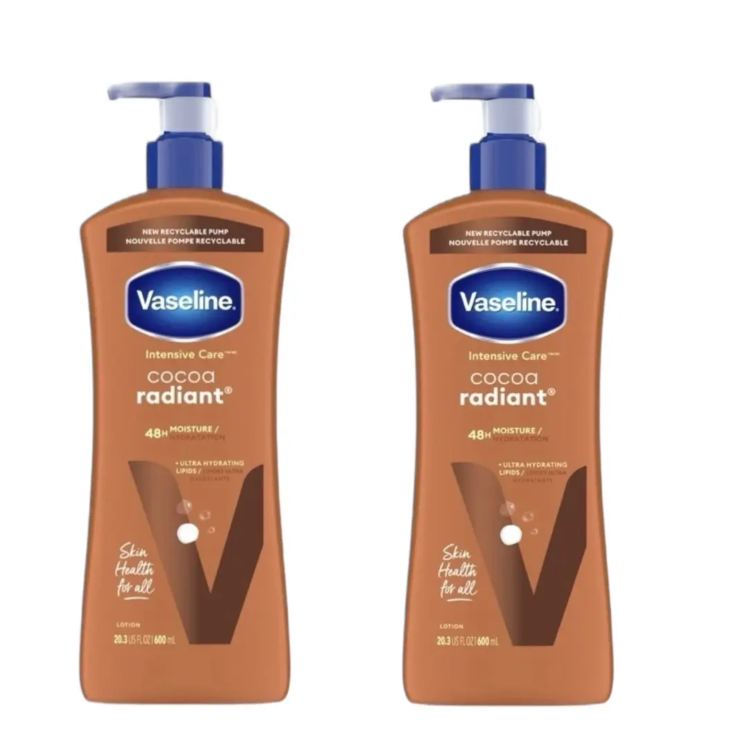 Vaseline Intensive Care Cocoa Radiant Body Lotion Moisturizer - 20.3 oz 2-Pack, Hydrating Brightening Body Care Product
