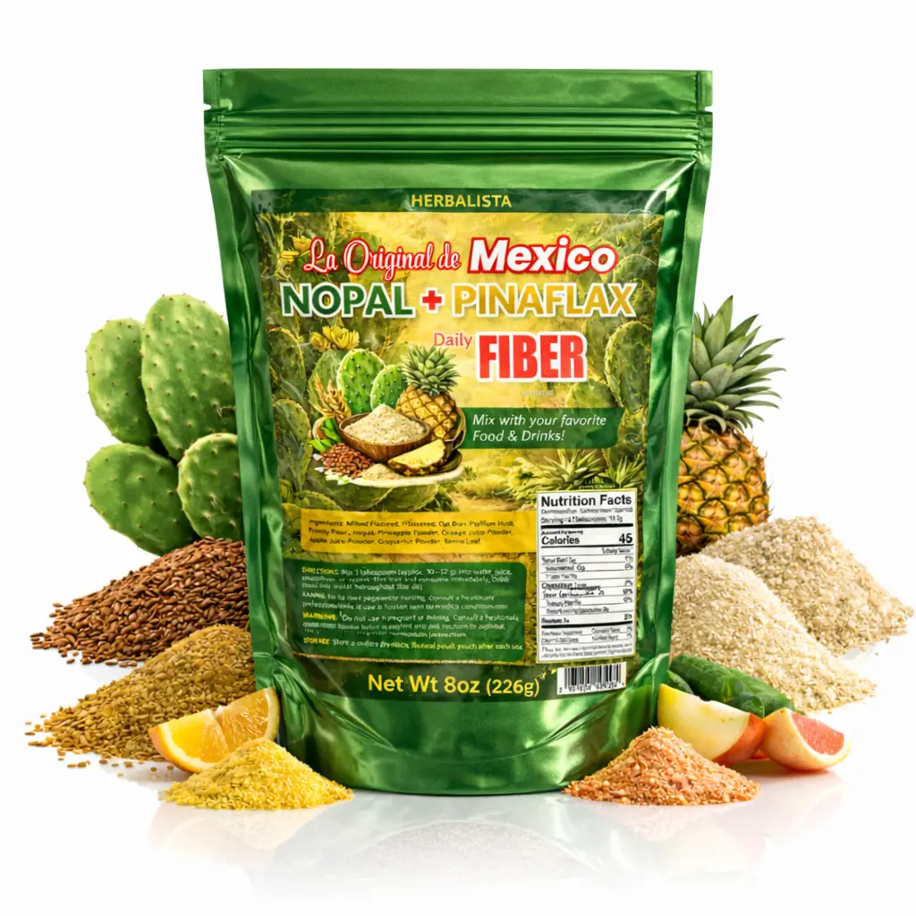 La Original de Mexico Nopal + Pinaflax Daily Fiber 8oz (226g), Plant-Based Fiber Blend with Nopal, Flaxseed, Psyllium & Fruit Powders, Easy to Mix Powder for Daily Routine