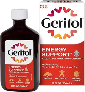 Geritol Liquid Vitamin and Iron Supplement, Energy Support, Contains High Potency B-Vitamins and Iron, Pleasant Tasting, Easy to Swallow, No Artificial Sweeteners, Non-GMO, 12 Oz Organic Sea