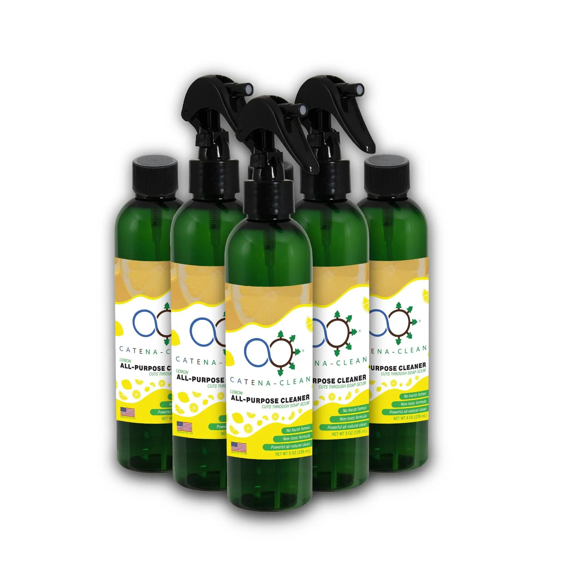 Goodbye Grime, Hello Lemon Fresh! All-Natural, Lemon Bathroom Cleaner Spray for Spotless Toilets, Showers, & Glass! 8oz |Pack of 6| Catena-Clean