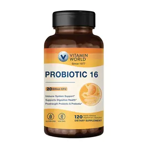 Vitamin World Probiotic16, 20 billion live cultures, Gluten Free, Non-GMO, 120 Capsules, Supports Digestive & Immune Health - Healthcare