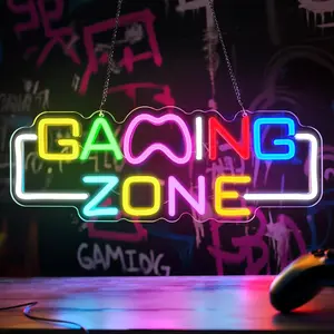 Neon Light Gaming Zone Decor, Adjustable Switch USB Powered, Ideal Gift for Boys Girls, Perfect for Game Room Bedroom, LED Neon Lights