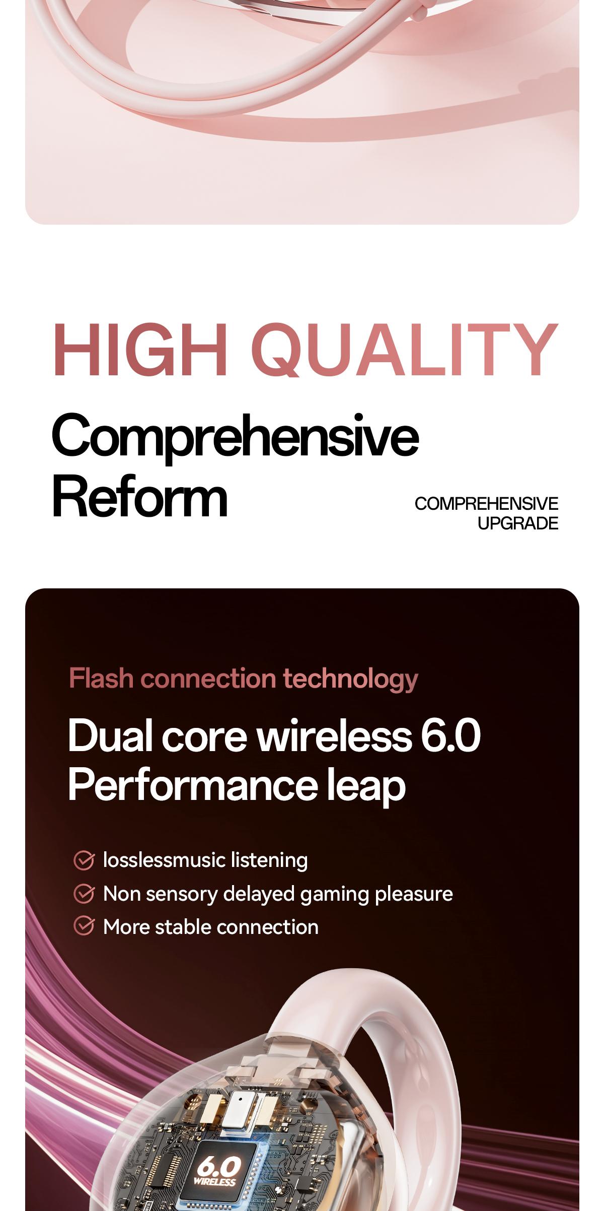 Chengruida M106 Cute Heart Shaped Bag Open Ear Clip-On Headphones, Panoramic Surround Sound Bluetooth Earbuds for All-Day Wear