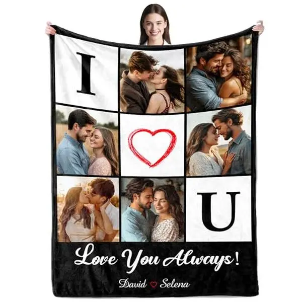 BARLEY ONE Click “Shop Chat”, Send Photos, Custom Photo Couples Blankets, These Personalized Photo Couples Blankets are Made of Soft Wool and Lambskin, Perfect for Weddings, Mother's Day, Valentine's Day, Birthday Gift, Unique Meaningful Memory Gift
